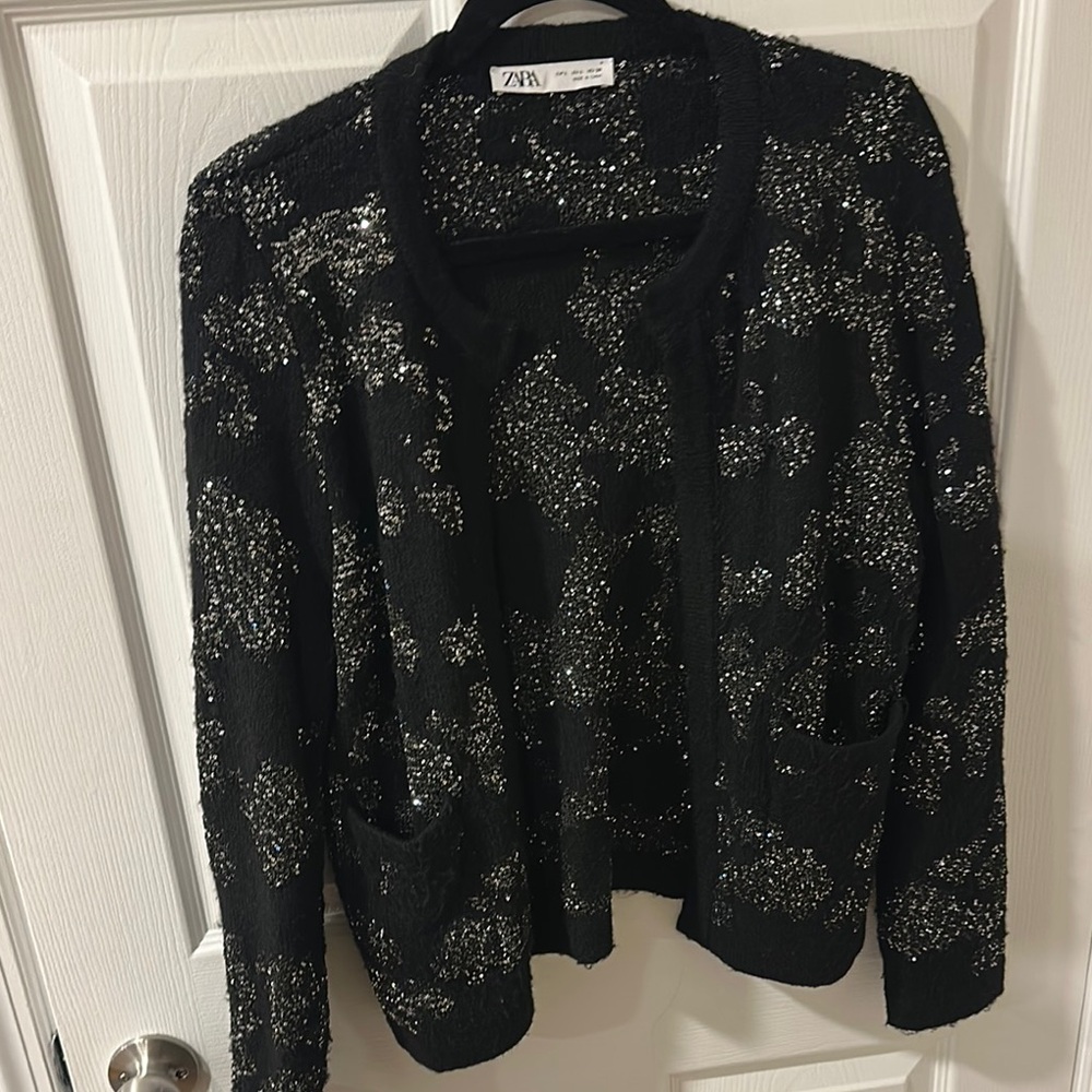 Zara Black and Silver Women's Jacket